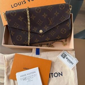 Louis Vuitton Pochette Felicie cross body bag with gold chain